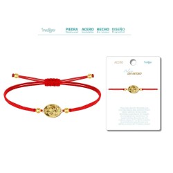 Pulsera Hilo Rojo San Antonio Color Dorado  - Coleccion Medalla de Santos